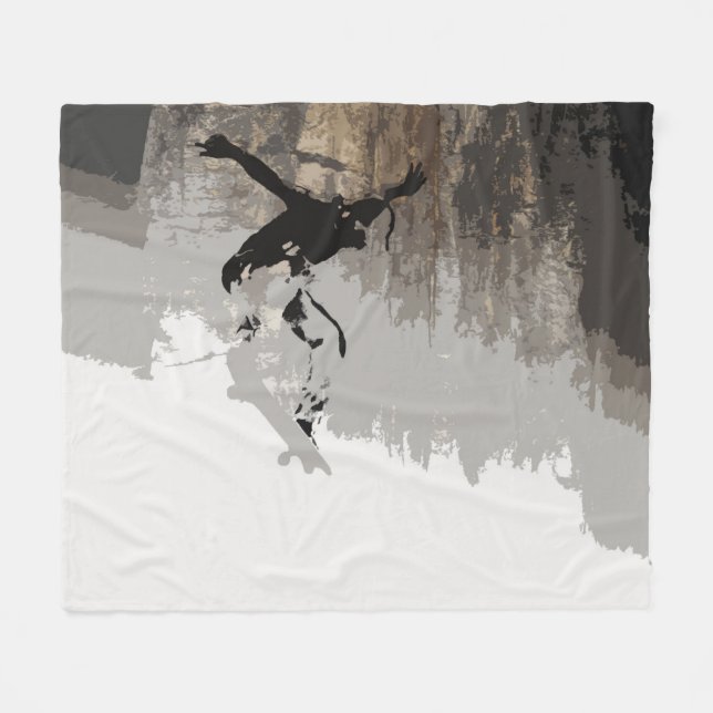 Cliff Jumping - Skateboarder Fleecedecke (Vorderseite (Horizontal))
