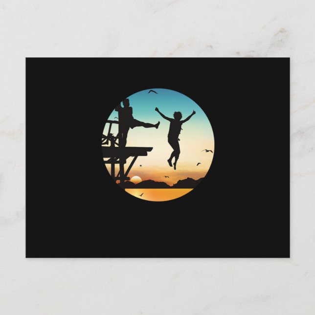 Cliff Jumping Sunset Cliff Jump Cliff Diving Gift Postkarte (Vorderseite)