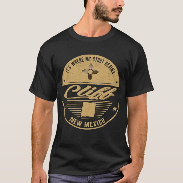 Cliff New Mexico Hier beginnt meine Geschichte T-Shirt (Vorderseite)