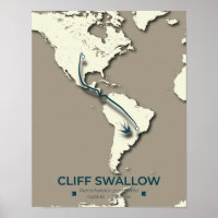 Cliff Swallow Migration Map - Minimalistisch Vinta