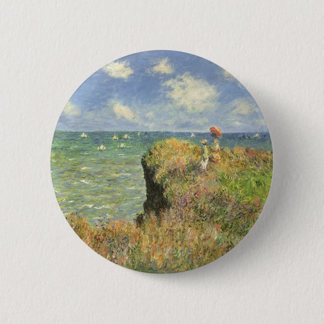 Cliff Walk in Pourville von Claude Monet Button (Vorderseite)