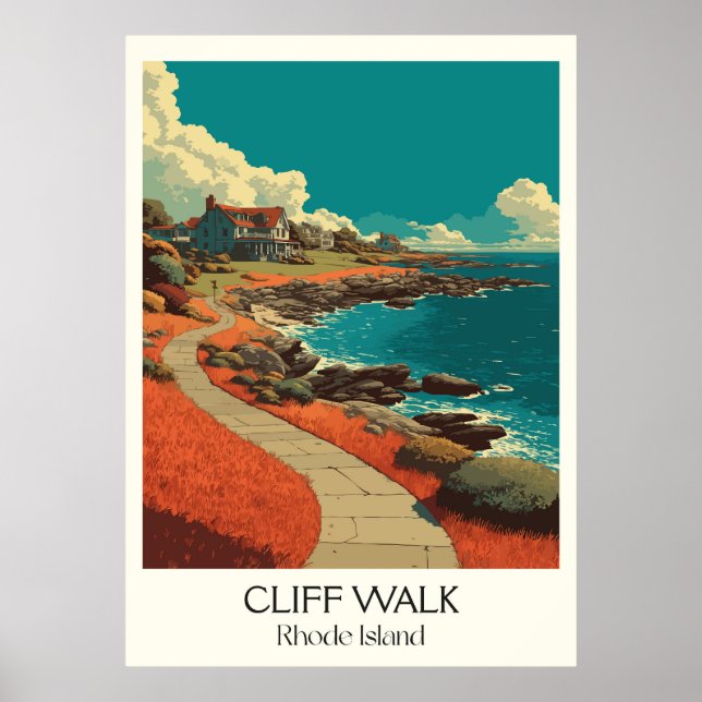 Cliff Walk Rhode Island Ocean Path Poster (Vorne)