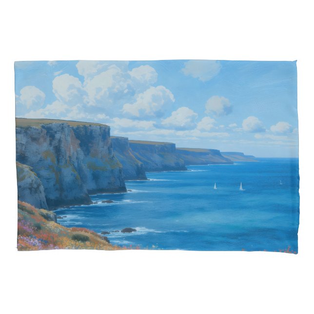 "Cliffs of Endless Horizon" - Eine walisische Seas Kissenbezug (Vorderseite)