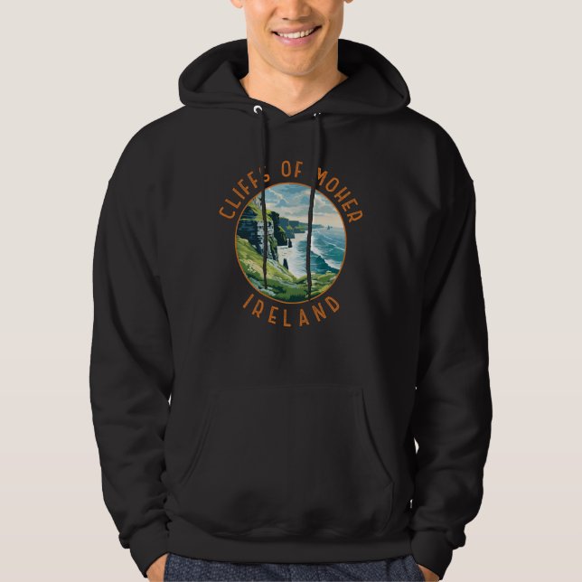 Cliffs of Moher Ireland Retro Distressed Circle Hoodie (Vorderseite)