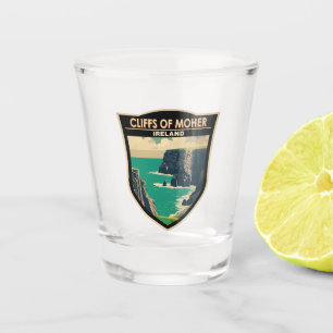 Cliffs of Moher Ireland Travel Art Vintag Schnapsglas