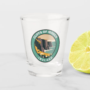 Cliffs of Moher Irland Florale Reise Kunst Vintage Schnapsglas
