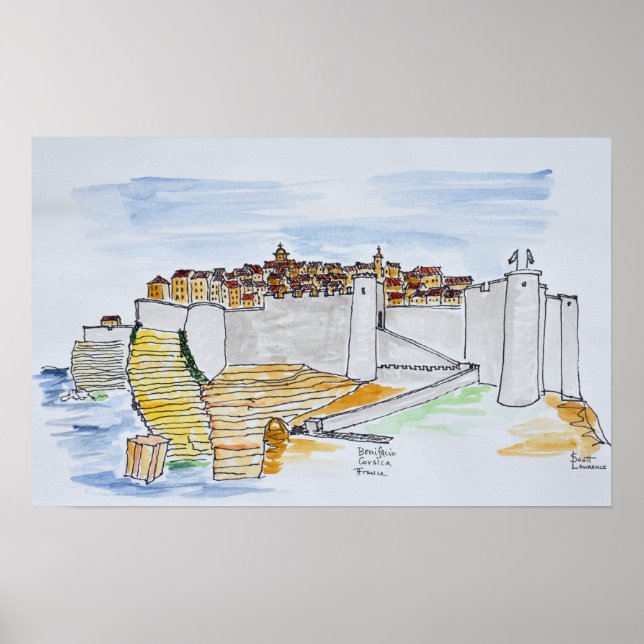 Cliffside City of Bonifacio | Korsika, Frankreich Poster (Vorne)