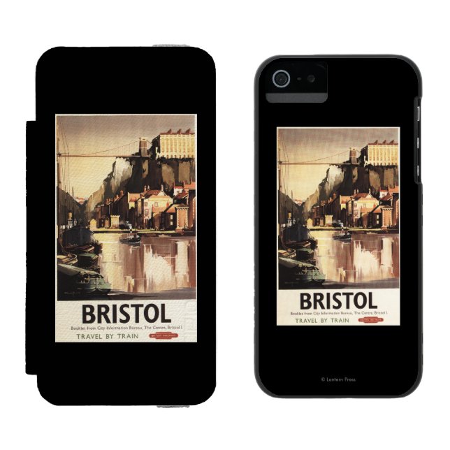 Clifton Hängebrücke und Boote Incipio iPhone Geldbeutel-Hülle (Seite an Seite)