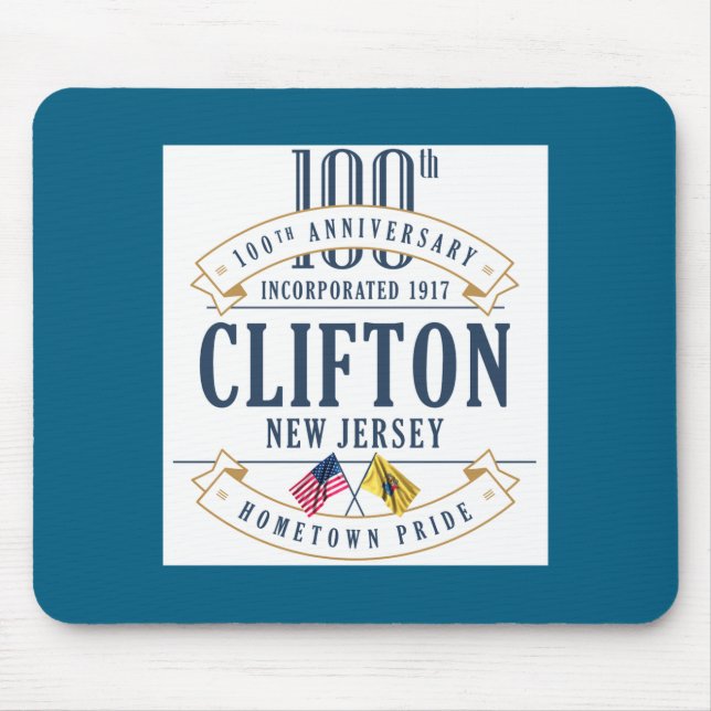 Clifton New Jersey 100th Anniv White _1  Mousepad (Vorne)