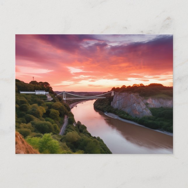 Clifton Suspension Bridge bei Sunset Postcard Postkarte (Vorderseite)