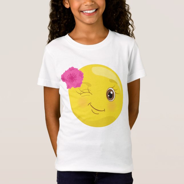 Cligner de l'oeil le T-shirt floral d'Emoji (Devant)