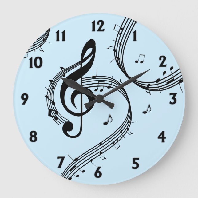 Climactic G Clef Blue Große Wanduhr (Vorderseite)