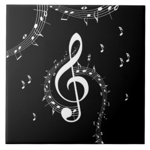 Climactic G Clef Music Black Fliese