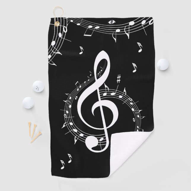 Climactic G Clef Music Black Golfhandtuch (Insitu)