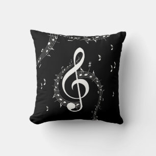 Climactic G Clef Music Black Kissen