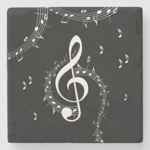 Climactic G Clef Music Black Steinuntersetzer