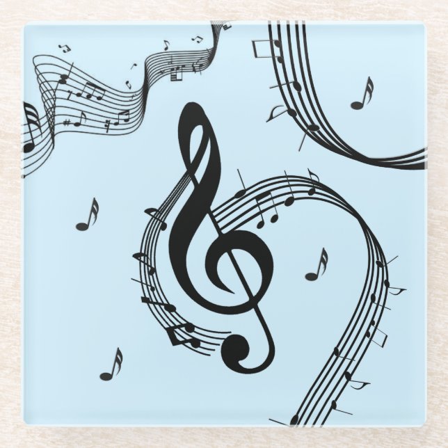 Climactic G Clef Music Blue Glasuntersetzer (Vorderseite)