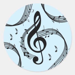 Climactic G Clef Music Blue Runder Aufkleber