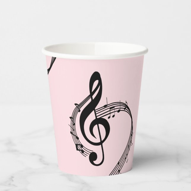 Climactic G Clef Music Pink Pappbecher (Links)