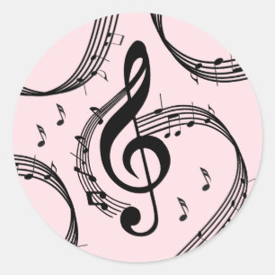 Climactic G Clef Music Pink Runder Aufkleber