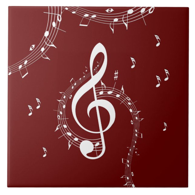 Climactic G Clef Music Red Fliese (Vorderseite)