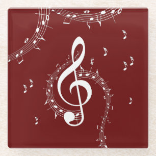 Climactic G Clef Music Red Glasuntersetzer