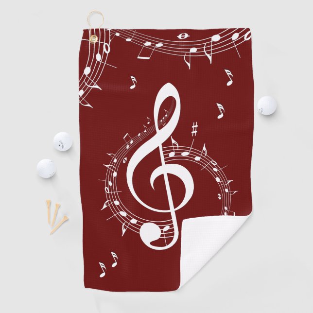 Climactic G Clef Music Red Golfhandtuch (Insitu)