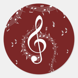 Climactic G Clef Music Red Runder Aufkleber