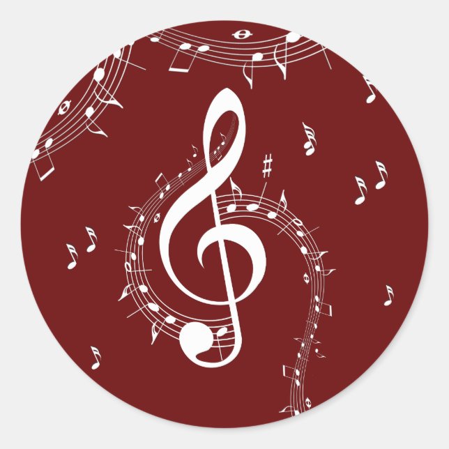 Climactic G Clef Music Red Runder Aufkleber (Vorderseite)