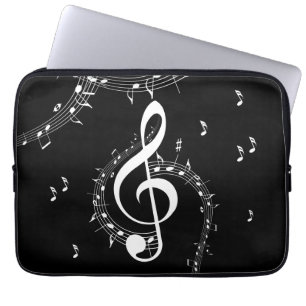 Climactic G Clef White Music on Black Laptopschutzhülle