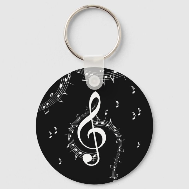 Climactic G Clef White Music on Black Schlüsselanhänger (Vorderseite)