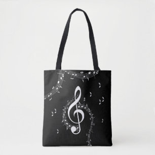 Climactic G Clef White Music on Black Tasche