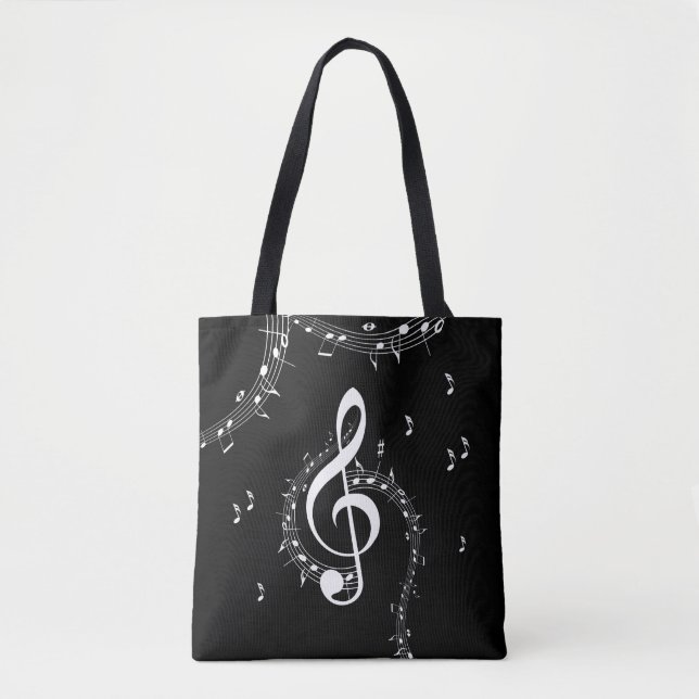 Climactic G Clef White Music on Black Tasche (Vorderseite)