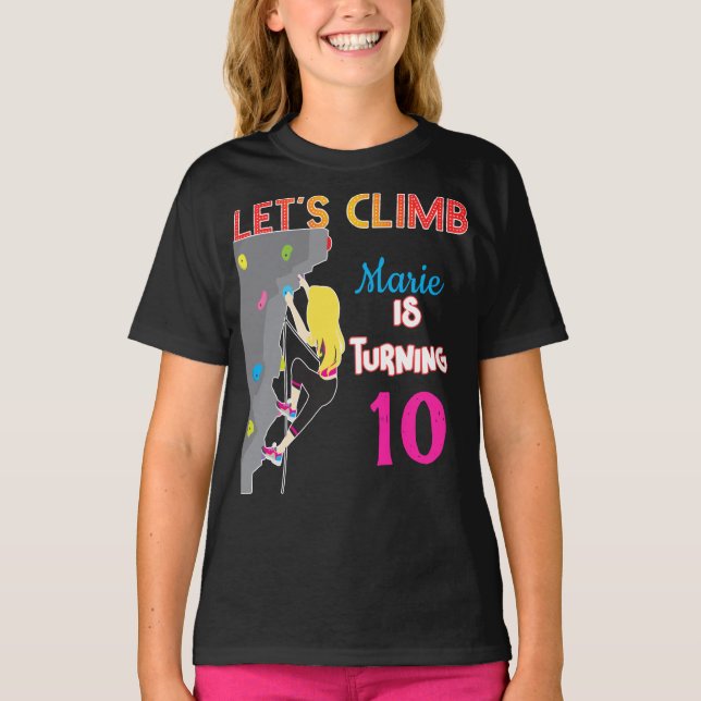 Climb Climber Girl Colorful Birthday Party T-Shirt (Vorderseite)