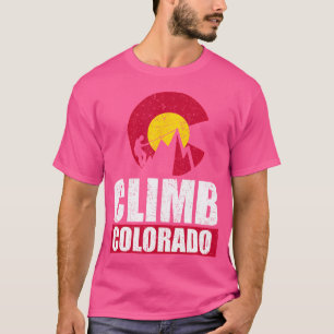Climb Colorado mit Fahne Inspiriert Berggipfel T-Shirt