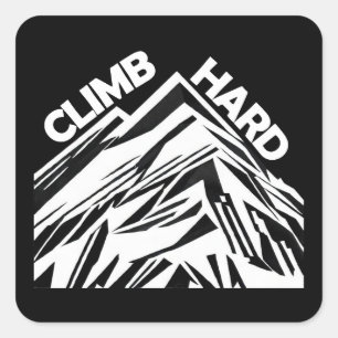 Climb Hard Mountainering Quadratischer Aufkleber