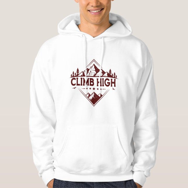 Climb High Mountain Hoodie – Hand-Drawn Geometric  (Vorderseite)