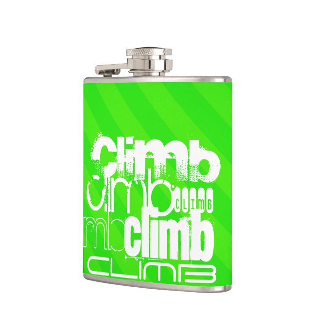 Climb; Neon Green Stripes Flachmann (Links)