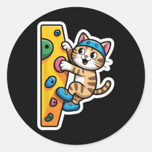 Climbing Cat Bouldering Wand Meme Runder Aufkleber
