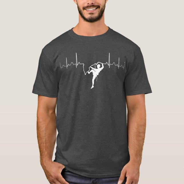 Climbing Heartbeat Rock Mountain Bouldering Gift T-Shirt (Vorderseite)