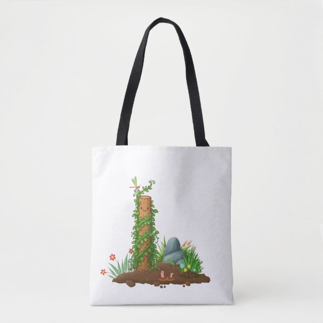 Climbing Plant Totem Tote Bag with Sunny Pun Back Tasche (Vorderseite)