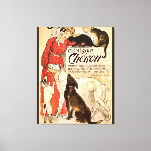 Clinique Cheron Vintage Tierarzneimittelwerbung Leinwanddruck (Vorderseite)
