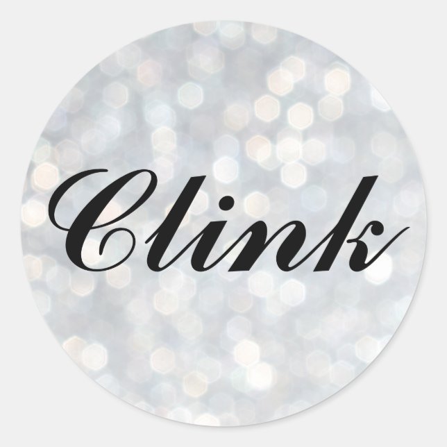 Clink auf der Silver Champagne-Bläschen-Aufkleber Runder Aufkleber (Vorderseite)