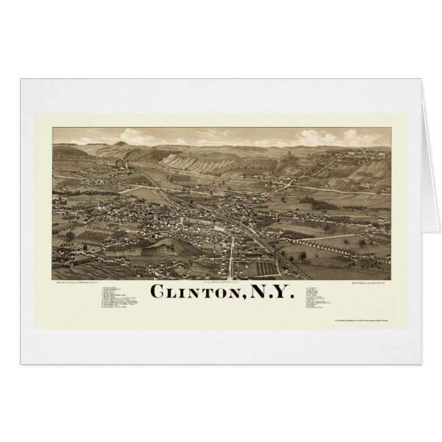 Clinton, carte panoramique de NY - 1885 (Devant horizontal)