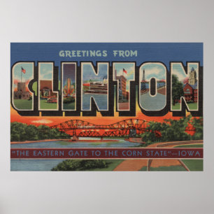 Clinton, IowaGroße BuchstabenszenenClinton, IA Poster