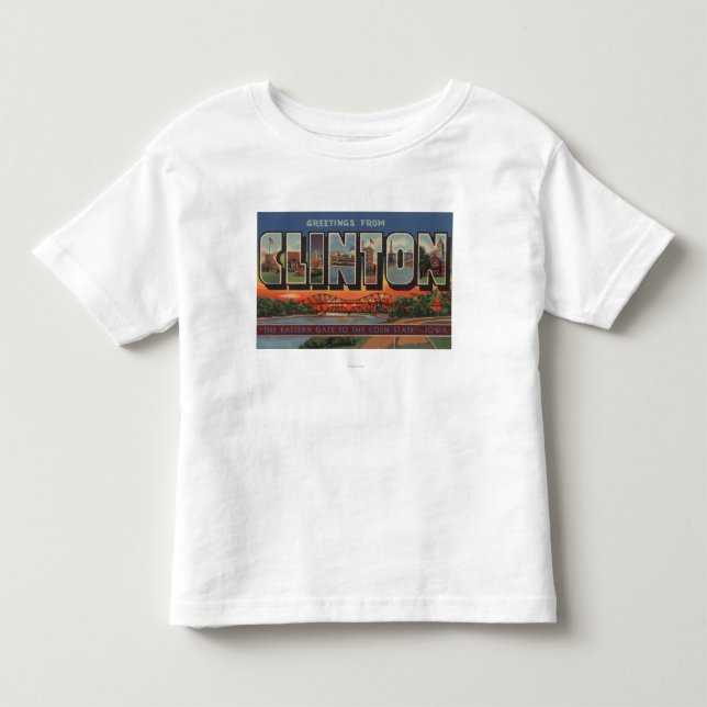 Clinton, IowaLarge Buchstabe ScenesClinton, IA Kleinkind T-shirt (Vorderseite)
