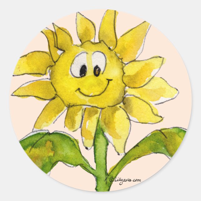 Clipart-Aufkleber für Sonnenblumen 2 Runder Aufkleber (Vorderseite)