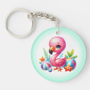 Clipart de dessin animé de flamant rose à l'aquare