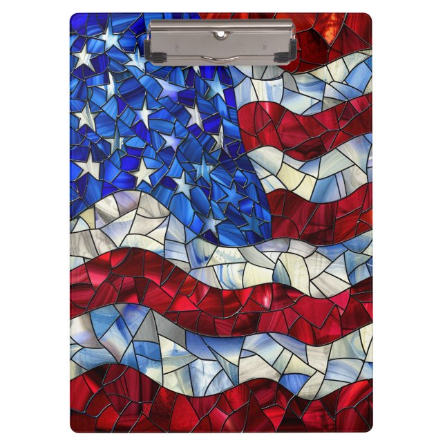 Clipboard "American Flag Stected Glass" Klemmbrett (Vorderseite)