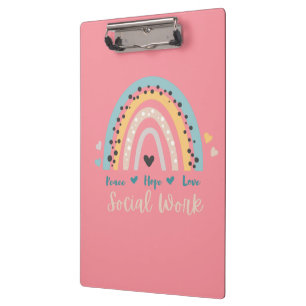 Clipboard "Peace Hope Liebe Social Work" Klemmbrett